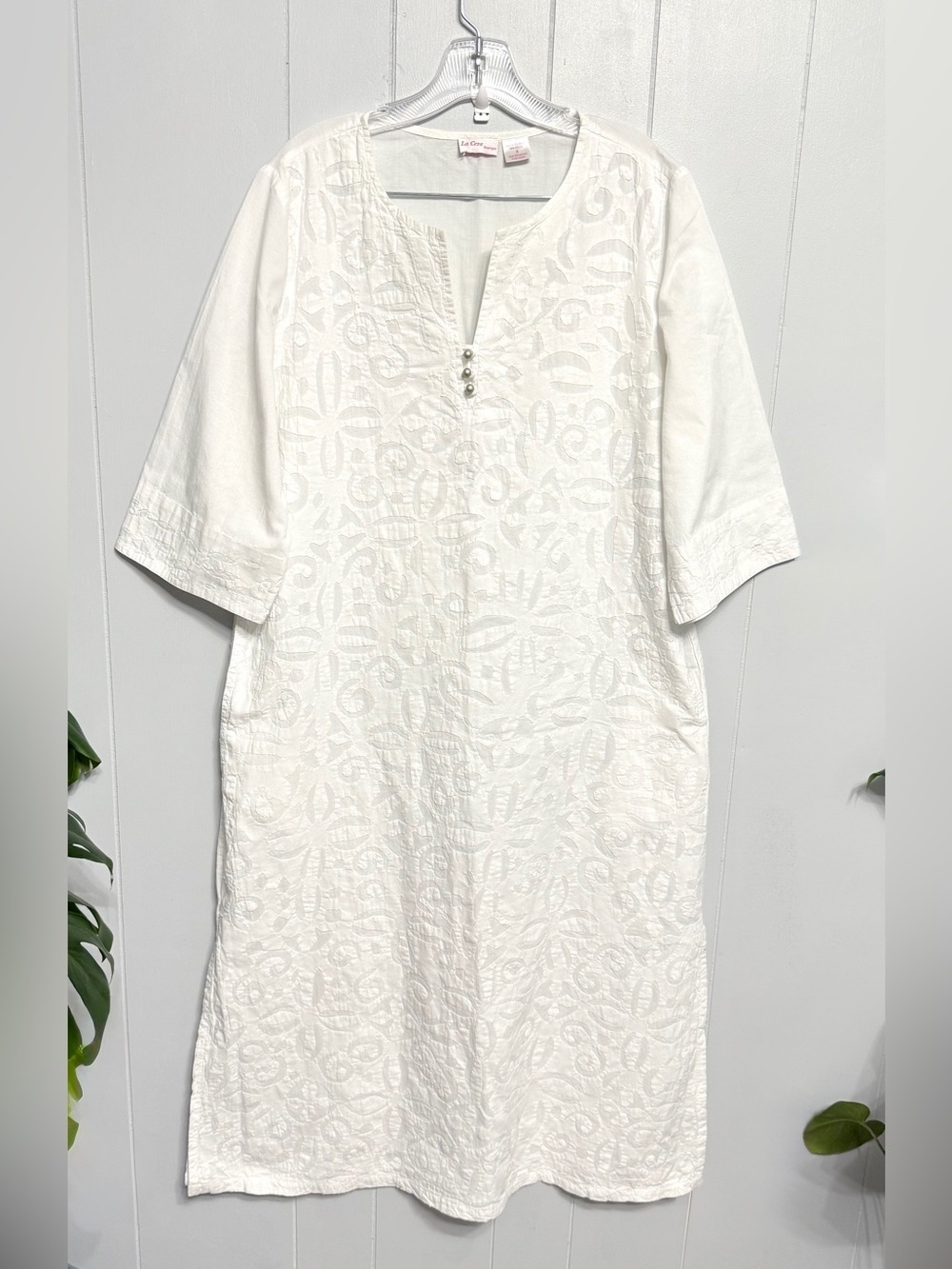100% Cotton White Maxi Dress With (Unique detail material see photo #2)